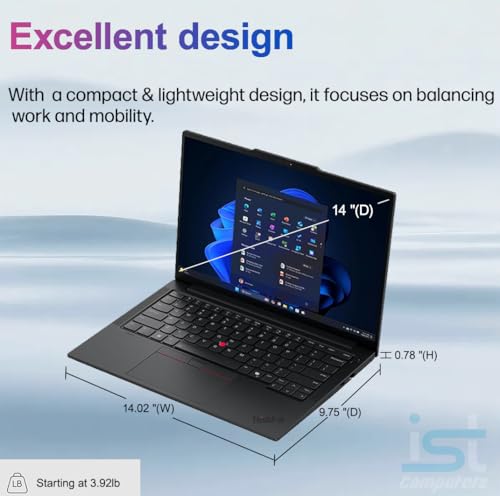 Image of Lenovo ThinkPad E14 Gen 7 Business AI PC Laptop (14 inch FHD+, AMD Ryzen 7 250 (> Intel Ultra 7 155U), 16GB DDR5 RAM, 512GB SSD), Backlit KB, Fingerprint, 5MP Webcam, Ethernet, Wi-Fi, Win 11 Pro, 2026
