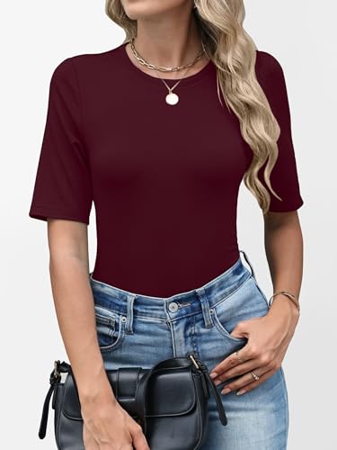 Image of ANRABESS Womens Half Sleeve Tops Crewneck Shirts Basic Fit Work Tee