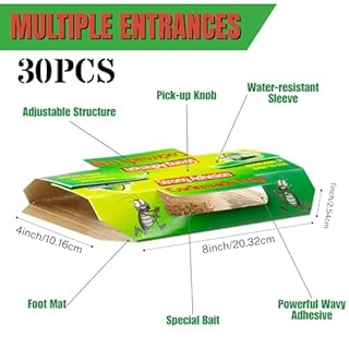 30 Pcs Cockroach Trap Indoor, Sticky Roach Trap with Extra-Strong Adhesive, Cockroach Glue Traps Killer and Detector for Pest Control Non-Toxic for Kitchen Home