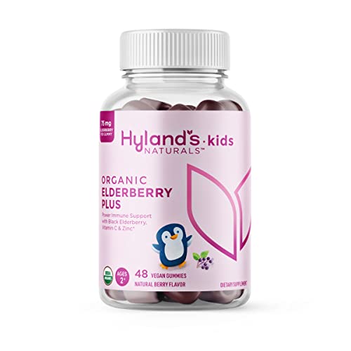 Hyland's Naturals Kids Organic Elderberry Plus Gummies + 4Kids Cold & Cough, Daytime (4 Fl. Oz.) & Nighttime (4 Fl. Oz.) Value Pack, Cough Syrup - 48 Vegan Kids Gummies + 8Oz. Cold & Cough Syrup #TOP1