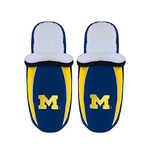 Image of FOCO mens NCAA College Team Logo Sherpa Moccasin Slippers