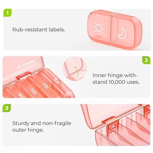 Image of AUVON Weekly Pill Organizer 2 Times a Day, One-Sided Opening, Easy to Use