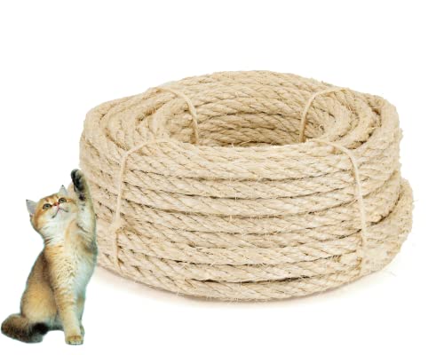 La Cordeline Corda Sisal naturale, 8 mm x 20 m, per albero dei gatti, riparazione e sostituzione tiragraffi, decorazione fai da te