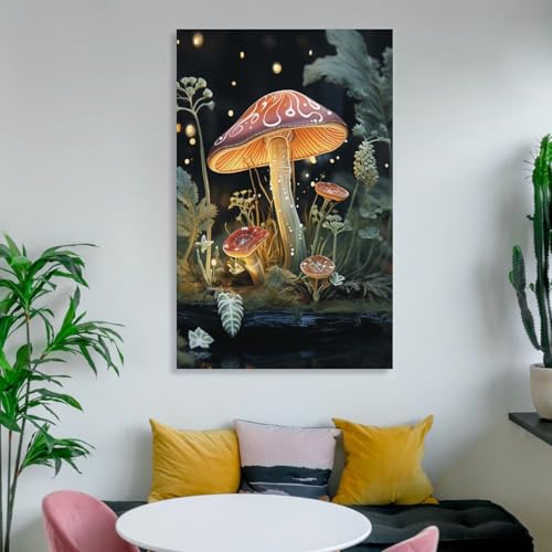 Toile murale papillon champignon 60x90cm avec impression haute definition - 6