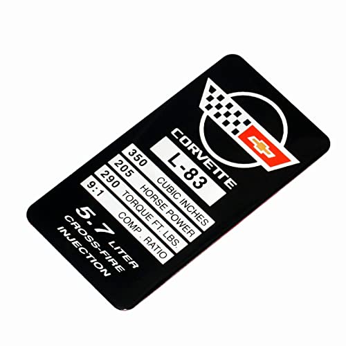 Image of 1Pc C4 Corvette 1984 L83 Engine ID Spec Metal Data Plate Consoler Emblem 3D Badge Nameplate Replacement for Corvette