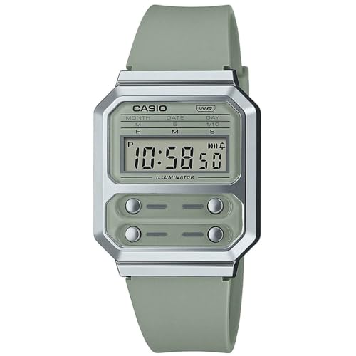 Casio Orologio Quarzo Unisex A100WEF-3AEF – Cassa 33mm, Quadrante E Cinturino Verdi, Stile Digitale