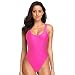 Dixperfect Women's Retro 80s/90s Inspired High Cut Low Back One Piece Swimwear Bathing Suits (XXL, Pink)