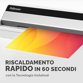 Fellowes Saturn A3 Plastificatrice per piccoli uffici – InstaHeat, pronta in 60 secondi, anti-inceppamento, spegnimento automatico – per pouches 80/100/125 micron – include 10 pouches – casa e ufficio