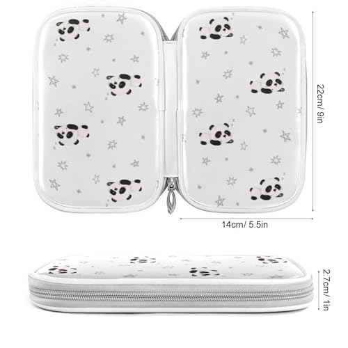 Image of Cute Panda Sleep Marble Pencil Bag Case Zipper Pencil Holder Organizer Stationary Pen Bag Cosmetic Makeup Bag Pouch Purse for School Office Supplies