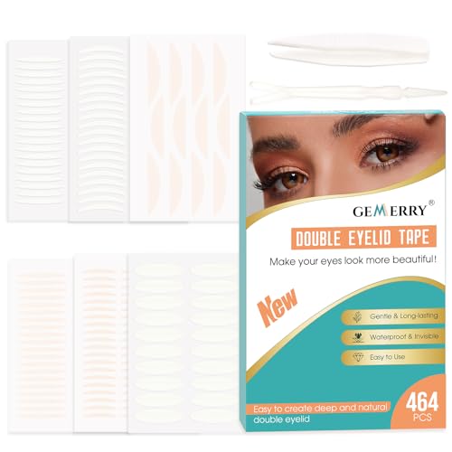 GEMERRY Schlupflider Stripes Unsichtbar 464PCS Augenlid Stripe Wasserdicht Lifting ohne OP mit Gabelstangen Pinzette(464Pcs)