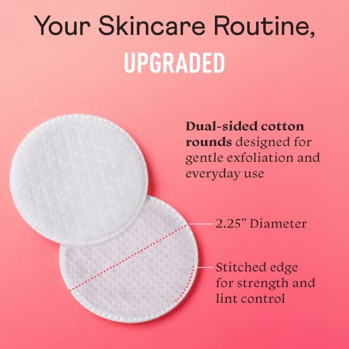 Image of Swisspers Premium Exfoliating Rounds, 2 Distinct Raised Textured Surface, Cotton Facial Pads, 80 Count Re-closable Bag