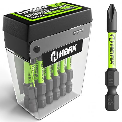 Heifix 12 x 50mm PH2 Heifix Impact Screwdriver Drill Screw Bit Set PH2 Phillips TicTac Box