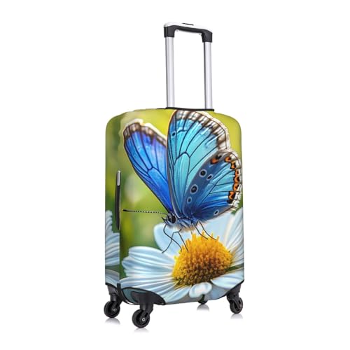 Blue Butterfly Elastic Travel Luggage Cover, Washable Spandex Suitcase Protector, Anti-Scratch Fits 18-32 Inch3