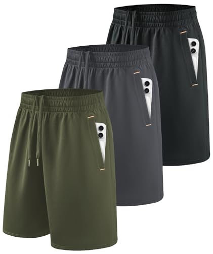 Little Beauty 3 Pack Mens Gym Basketball Shorts 9" Fast Dry Running Athletic Shorts with Pockets for Casual Workout Black Dark Gray Green 3XL - image 1