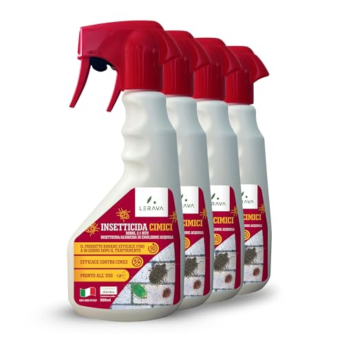 LERAVA® Insetticida Cimici (4x500 ml) - Azione rapida, effetto prolungato - Spray Cimici per interni ed esterni - Inodore, non macchia, pronto all'uso - Casa, hotel, B&B, uffici - stop insetticida