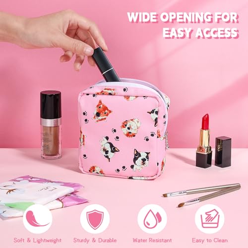 Image of Likesing 5.1 inch Mini Makeup Bag for Purse, Nylon Small Makeup Pouch Travel Cosmetic Make up Bags for Women Girls, Cute Preppy Mini Toiletry Bag Coin Pouch Period Bag(N1230 Pink)