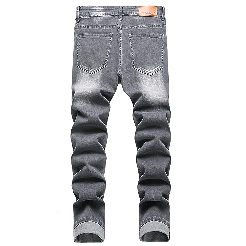 Men's Slim Fit Stretch Jeans Ripped Skinny Jeans for Men, Fashion Straight Leg Comfort Flex Waist Cargo Denim Pants2