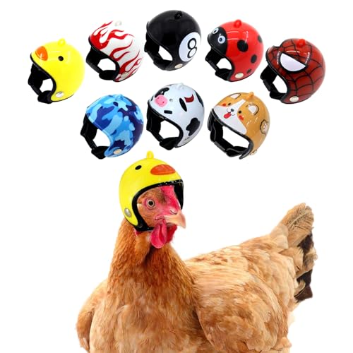 Zaruatu 8 Pcs Chicken Helmet Safety Chicken Hats Adjustable Elastic Helmet Hens Helmet Parrot Bird Hat Pet Costumes for Small Pet Chicken Parakeet Pet Supplies