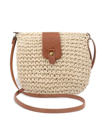 Peicees Straw Crossbody Bag Purse Womens Boho Clutch Purse Bohemian Beach Shoulder Bag For Summer Vacation Travel Sling Bag