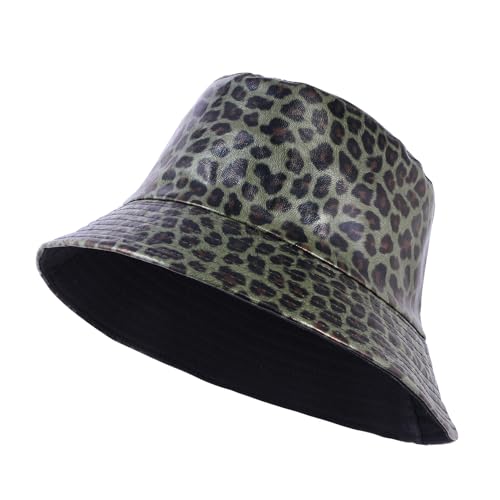 Image of Unisex Black Bucket Hat Waterproof Rain Hat Reversible Shiny Rave Bucket Hat for Concert Festival