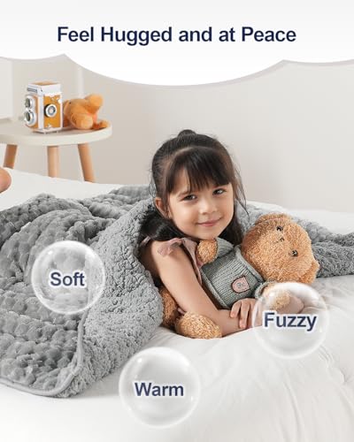 Image of Super Soft Luxury Fleece Sherpa Weighted Blanket for Teens, 3lbs Small Weighted Lap Blanket for Adults, Turtle Shell Cozy Warm Throw for Winter, Compact Heavy Blanket for Sleep & Travel, Grey, 36 inchx48 inch