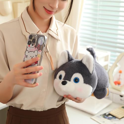 Image of ADORA Reversible Husky Dog Soft Toy | 2-in-1 Transformable Plushie | Cute Reversible Husky Plush Toy | Soft Stuffed Animal Plush for Kids & Baby Girls | 20cm Plush Teddy Bear Gift (Gray & Orange)