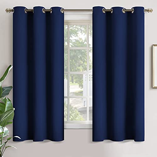 Image of YoungsTex Navy Blue Blackout Curtains 63 Inches Long for Bedroom - Room Darkening Drapes with Grommet Thermal Insulated Privacy for Living Room Windows, 2 Panels, 42 x 63 Inch