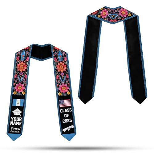 MonkeyVan Custom Guatemala Graduation Sash, Personalized Guatemalan Graduation Sash 2025, Guatemala American Graduation Sashes Gtm6