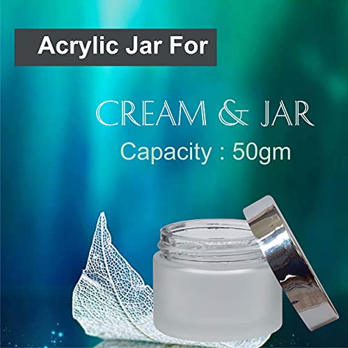 Image of Zenvista Empty Cosmetic Containers, Frosted Glass Jars, Small Containers for Cosmetics, Lip Balm Containers, Transparent Glass Jar with Silver Cap-50 gm (Pack of 3)