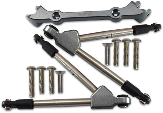 GPM Upgrades Aluminum Front Tie Rods with Stabilizer for C Hub for Rusltler 4X4 VXL (67076-4) RC Cars (Gray)