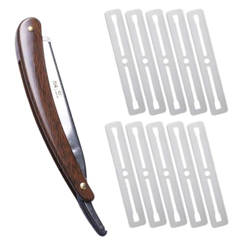 MKEAWWU - Kit De Navaja De Afeitar Para Hombre De Madera Y Acero Inoxidable - Calidad Barbero Profesional - Incluye 10 Cuchillas Derby Y Estuche - Accesorios Para Un Aseo Perfecto