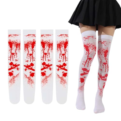 Calcetines sangrientos de Halloween, dos pares, calcetines manchados de sangre, calcetines manchados de sangre de Halloween, adecuados para fiestas de cosplay, accesorios de disfraces.