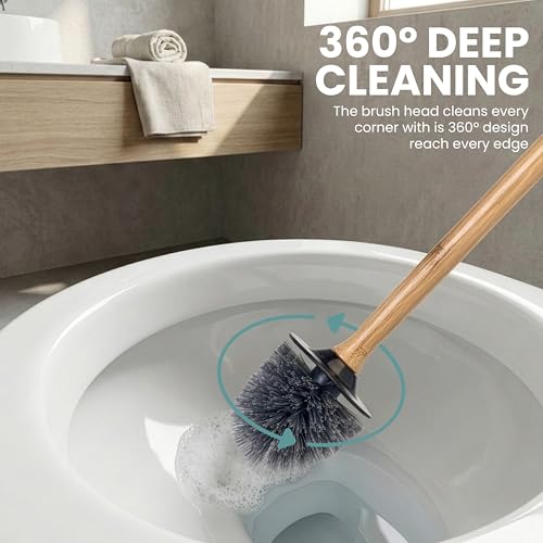 Image of Vigar Zense Toilet Brush and Holder Set, Polyresin Stone, Cool Black