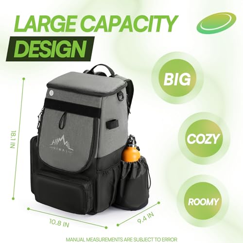 image for UNIHIMAL Disc Golf Bag, Heavy Duty 600D Polyester, Disc Golf Backpack 