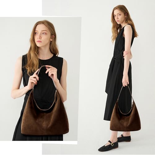 Image of KALIDI Casual Tote Bag Vegan Leather Hobo Zipper Work Bag Weekender Shoulder for Women Shoulder Travel Purse
