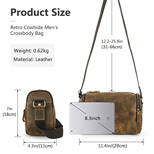 PORRASSO Men's Shoulder Bag Genuine Leather Messenger Bag Multi-pocket Crossbody Bag Briefcase for Work Daily Use Coffee4