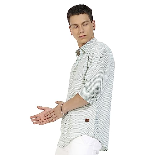 Image of CAHOOT Men's Button Up Regular Fit Shirt for Casual Wear | Regular Sleeve | Spread Collar | Button Closure | Shirts Crafted with Comfort Fit for Everyday Wear