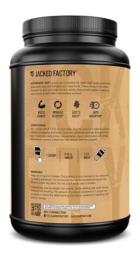 Image of Jacked Factory Authentic ISO Grass Fed Whey Protein Isolate Powder - Low Carb, Non-GMO Muscle Building Protein w /No Fillers, Post Workout Recovery, Cinnamon Cereal Splash - 25 Servings