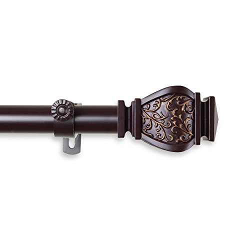 A&F Rod Décor - Tessa Curtain Rod 1 inch Diameter, 120-170 inch - Mahogany