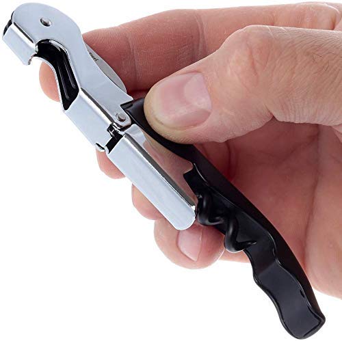 Rudra Exports Black Cork Opener Upgraded Heavy Duty Wine Opener with Foil Cutter and Bottle Opener for Restaurant Waiters, Sommelier, Bartenders, Corkscrew for Wine and Beer: 2 Pc.