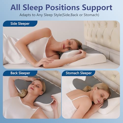 Miniatura 5 de Almohada Cervicales y Cuello | Almohada cervical para cuello y hombros | 2 alturas diferentes Tamaño:60x41x9/12cm | Adecuada para diferentes posturas al dormir | Relajación y Alivio del Estrés