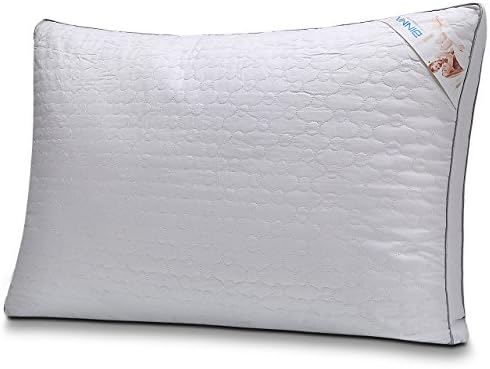 BINMA Pillow, Silk Cotton Bedding Pillow, Dust and Mite Repellent Filler with Geometry Patterns and Grey Double Edges