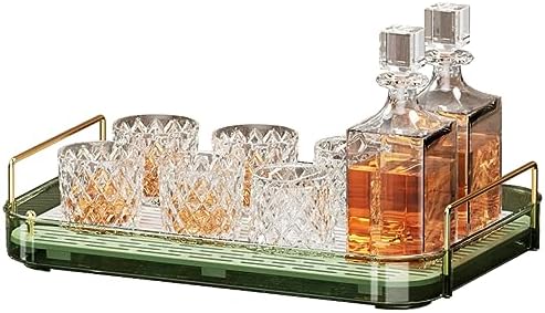Seoneiro Whiskey-Tablett & Glas-Halter – 2-stöckig, Metall+ABS, Platzsparender Organizer