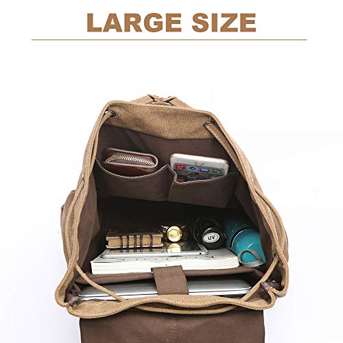 Rufun Leinwand Rucksack Jahrgang für Laptop Tagesrucksack Wandern Reisen Große Kapazität Tasche Unisex (Grün)