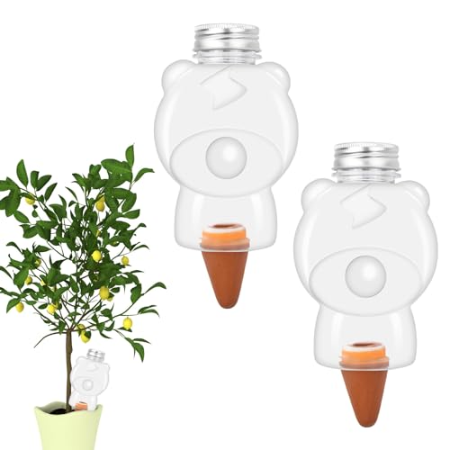 Cozlly 2 Piezas Riego Plantas Vacaciones 400ML, Autorriego para Macetas Sistema, Dispensador de Agua para Plantas, Picos de Riego Arcilla, para Plantas Interior y Exterior Macetas, Plantas