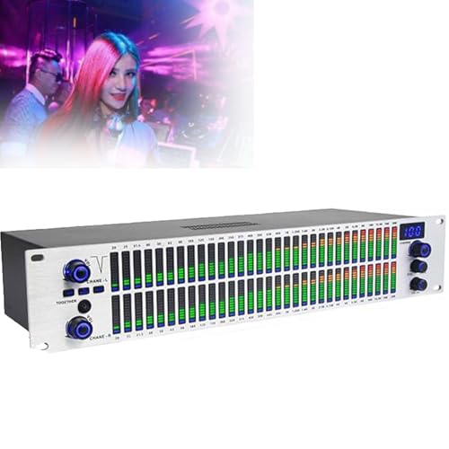 Ecualizador gráfico de 31 bandas con procesamiento de audio digital, pantalla de espectro LED, 10 efectos preestablecidos, reducción automática de ruido para estudios de grabación profesionales