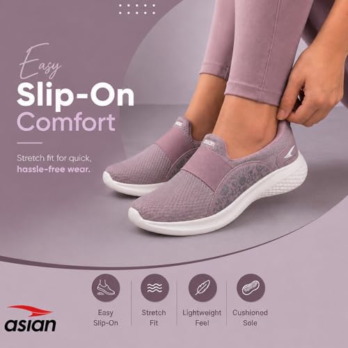 Image of ASIAN Style Walk-02 Women Walking Shoes with Memory Foam Cushion, Lightweight Slip-On Design, Breathable Upper Stylish Casual Shoes