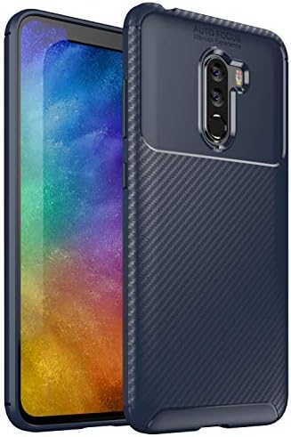 Xiaomi Pocophone F1 Case, Casix Ultra Thin [Carbon Fiber] Scratch Resistant [Shock Absorption] Soft TPU [Anti-Slip/Grip] Protective Cover for Xiaomi Poco F1 / Xiaomi Pocophone F1 (Navy Blue)