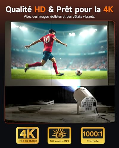 Mini projecteur video 4K avec correction auto et rotation à 210 degrés - 2