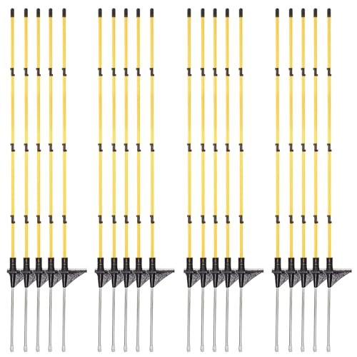 Zoiut 46 Inches Fiberglass Step in Electric Fence Posts Temporary Fence Stakes for Cows Sheep and Animals Fence Snow Fence Garden Protection Portable Fence Ideal for Electric Fencing-20 Posts